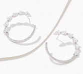 Diamonique x Kathy Levine Rhodium-Plated Sterling Silver Swan Song Hoop Earrings